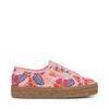 Plateausneaker SUPERGA "2730 ROPE HIBISCUS FLOWER PRINT", Gr. 39, rosa (rosa, pink), Textil, sportlich, Schuhe Schnürschuh Espadrille