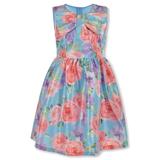 Bonnie Jean Girls Satin Shimmer Floral Dress - blue 2t (Toddler)