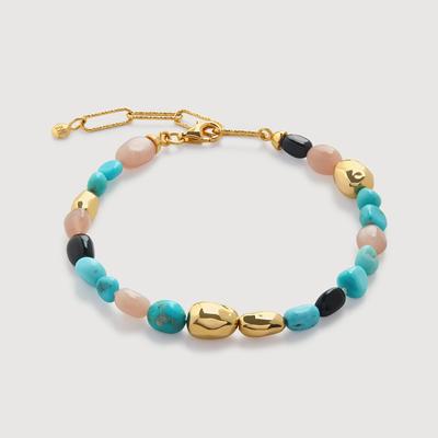 Gold Rio Multi Gemstone Beaded Bracelet Turquoise