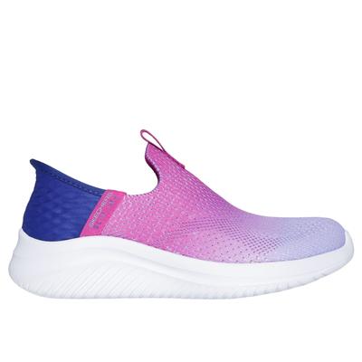 Skechers Girl's Slip-ins: Ultra Flex 3.0 - Color Boost Sneaker | Size 3.5 | Navy/Purple | Textile | Machine Washable
