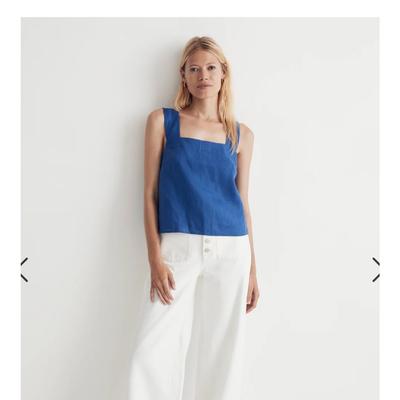 Madewell Tops | 100% Linen Cross-Back Sleeveless Top | Color: Blue | Size: 4