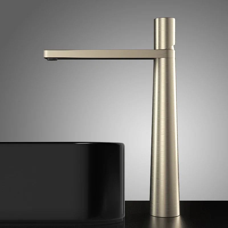 Bad Waschbecken Wasserhahn Pinsel Gold Massivem Messing Wasserhahn Waschbecken Mischbatterie Heiß und Kalt Einzelle Hebel Waschbecken Wasserhahn