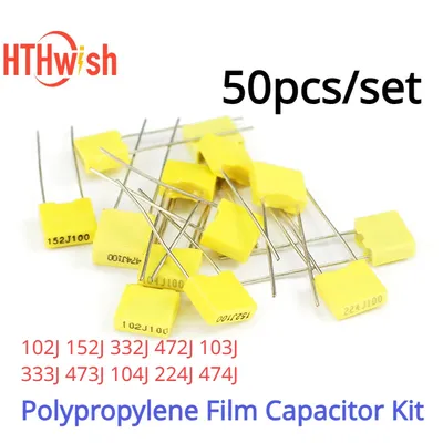 50PCS 102J ~ 474J Polypropylen Film Kondensator Kit 100V Kondensator Sortiert Kit 102J 152J 332J 472J 103J 333J 473J 104J 224J 474J Image