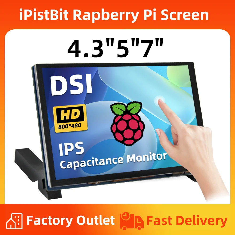 iPistBit 4.3/5/7 pouces DSI écran tactile LCD moniteur à écran tactile capacitif Portable 800x480 pour Raspberry Pi 5 4 3 3B + 2