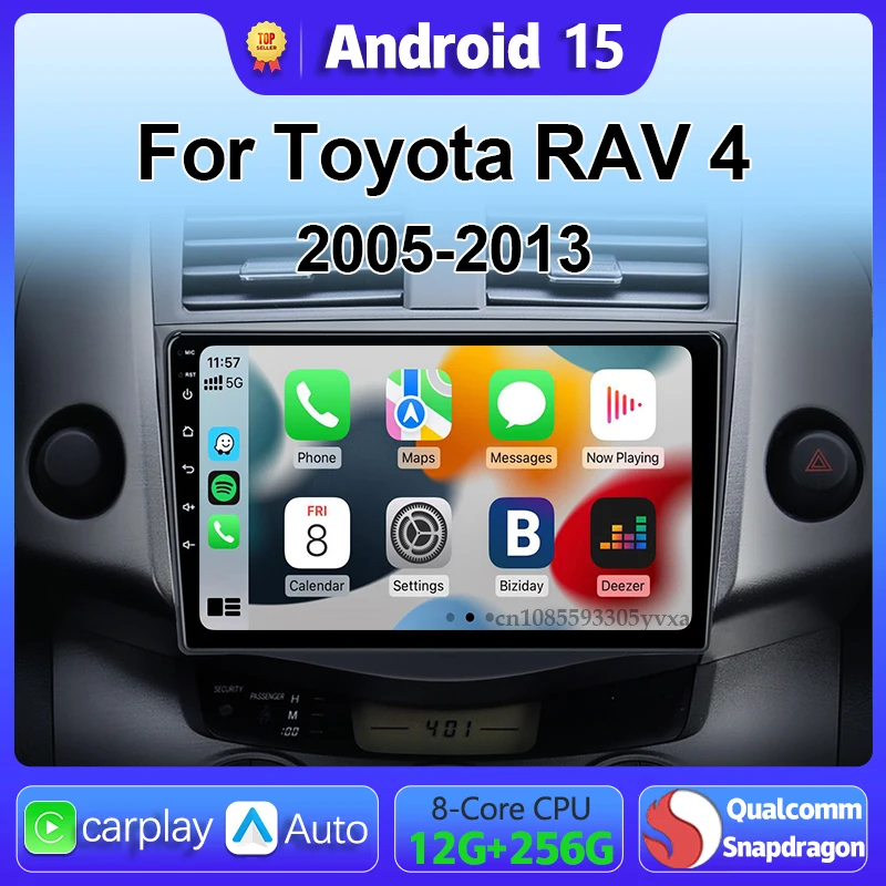 Android 15 Carplay Auto Radio Multimedia Für Toyota RAV4 Rav 4 2005-2013 navigation video DVD Autoradio Stereo 2din 4G + BT GPS