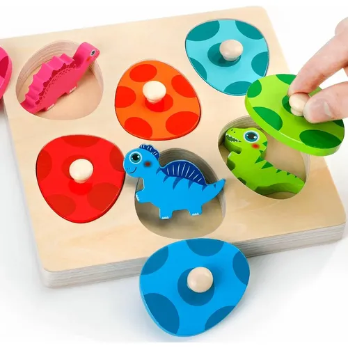 Holz Dinosaurier Puzzle Spielzeug Montessori Peg Puzzle Spiel Kinder Kleinkind 3D Holz frühes Lernen