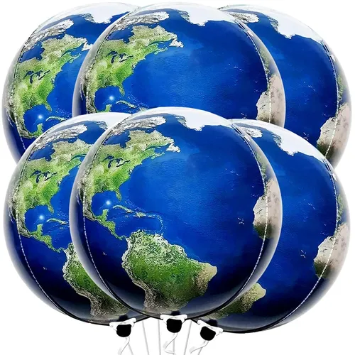 6 Stück große Globus Luftballons Set 22 Zoll 4d Erde Luftballons für Reise Themen Party Erde Tag