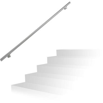Handlauf, 201er Edelstahl, matt, rundes Treppengeländer, innen & außen, 200 cm, ø 38 mm, mit Image