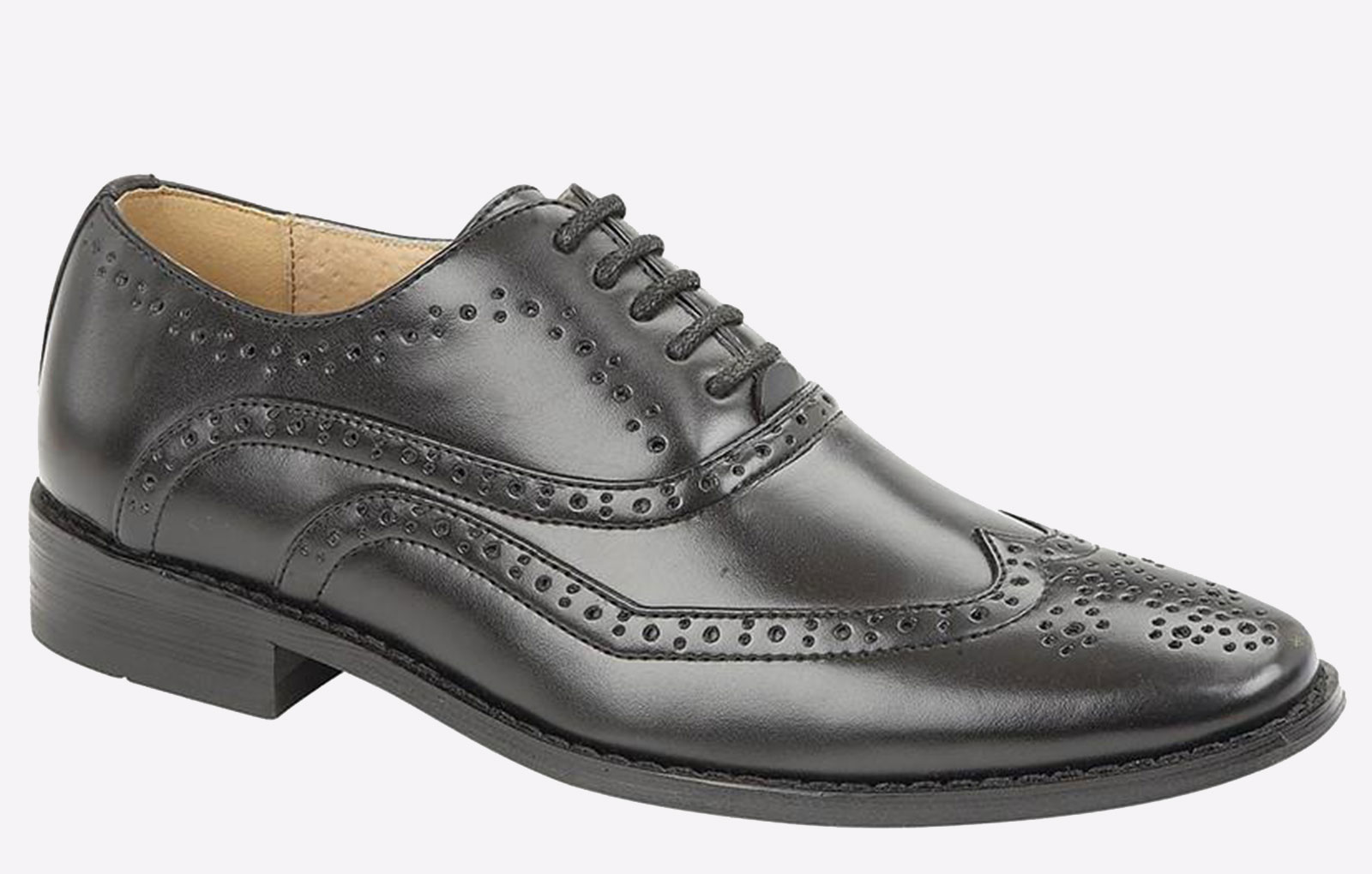Goor Childrens Unisex Doxford 5 Eye Brogue Oxford Junior Boys - Black - Size UK 11 Kids | Goor Sale | Discount Designer Brands