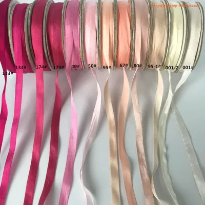 7mm 10mts to 50mts per roll 100% pure natural silk satin taffeta ribbon solid color for embroidery