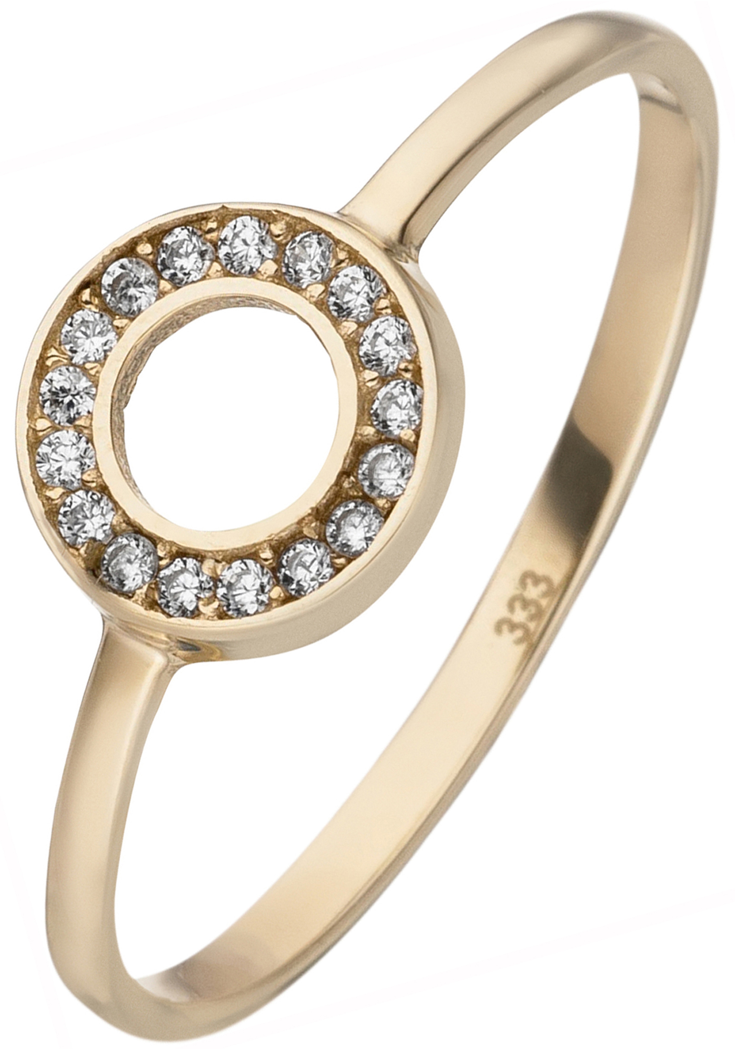 Fingerring JOBO Gr. 54, gold (gelbgold 333), Fingerringe, Damen, 54, Gelbgold 333, 333 Gold mit 21 Zirkonia Image
