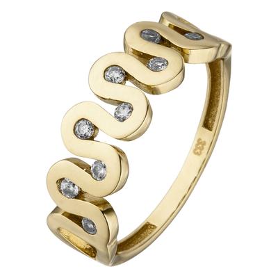 Fingerring JOBO Gr. 54, gold (gelbgold 333, weiß), Fingerringe, Damen, 54, Gelbgold 333, 333 Gold mit 9 Zirkonia Image