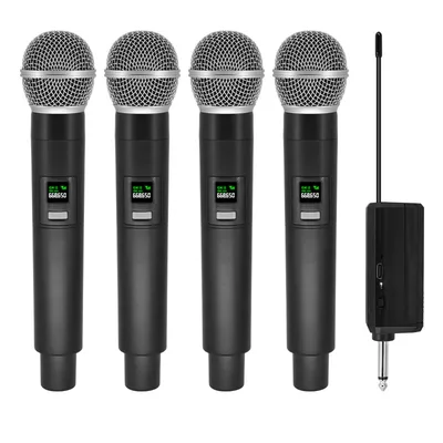 Professional Wireless Microphone 4 Channels Karaoke Handheld Chargeable Easy Use Outdoor With