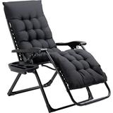 YiSHOP Zero Gravity Chair Folding Reclining Lounge Chair with Padded Cushion Side Tray for Indoor and Outdoor Supports up to 264 lbs Black