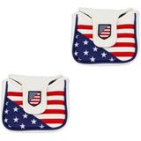 2 Pack PU Leather Putter Cover Square Club Head Headcover Golf Accesories Alignment Rods Red Lips Patch