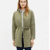 Madewell Jackets & Coats | Madewell Stitch-Edge Belted Duster Jacket In Olive Green Preppy Casual Women's S | Color: Green | Size: S