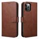 HBYLEE Mobile Phone Case for iPhone 12/12 Pro/12 Pro Max, PU Leather Flip Wallet Mobile Phone Case with Card Slots and Stand Function, Magnetic Mobile Phone Case, Soft Silicone Case, Brown, 12pro max