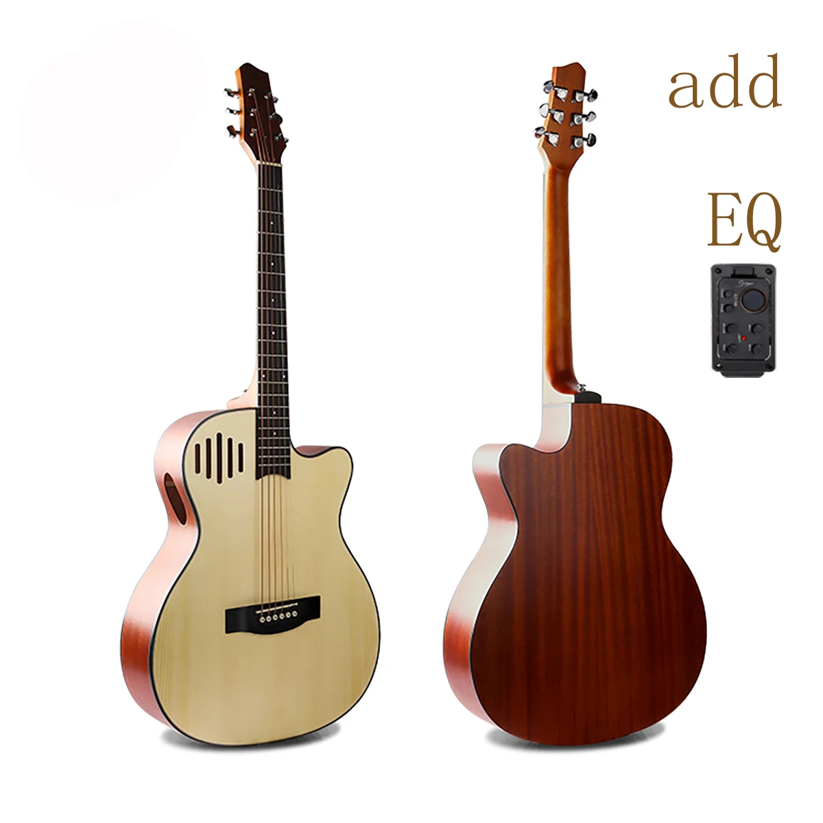 Chitarra acustica elettrica con EQ, personalizzata, 6 corde, completamente fatta a mano, Design Cutaway, Folk, alta qualità, 40 pollici
