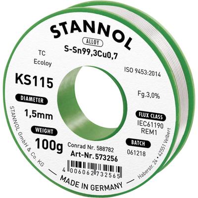 KS115 Lötzinn, bleifrei Spule Sn99,3Cu0,7 ROM1 100 g 1.5 mm - Stannol