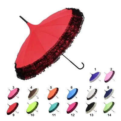 (50 pieces/lot) New Elegant Semi-automatic Lace Golf Umbrella Fancy sunny and rainy Pagoda Umbrellas