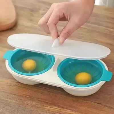 1pc Microwave Eggs Poacher,Double-Cup Egg Boiler,Kitchen Gadget, Hot Spring Egg Mold ,Cooking