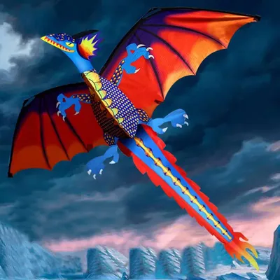 3D Dragon Kite Single Line Flying Kites with Tail and Handle Kite Children Parrot Flying Bird Kites Windsock Outdoor Fun