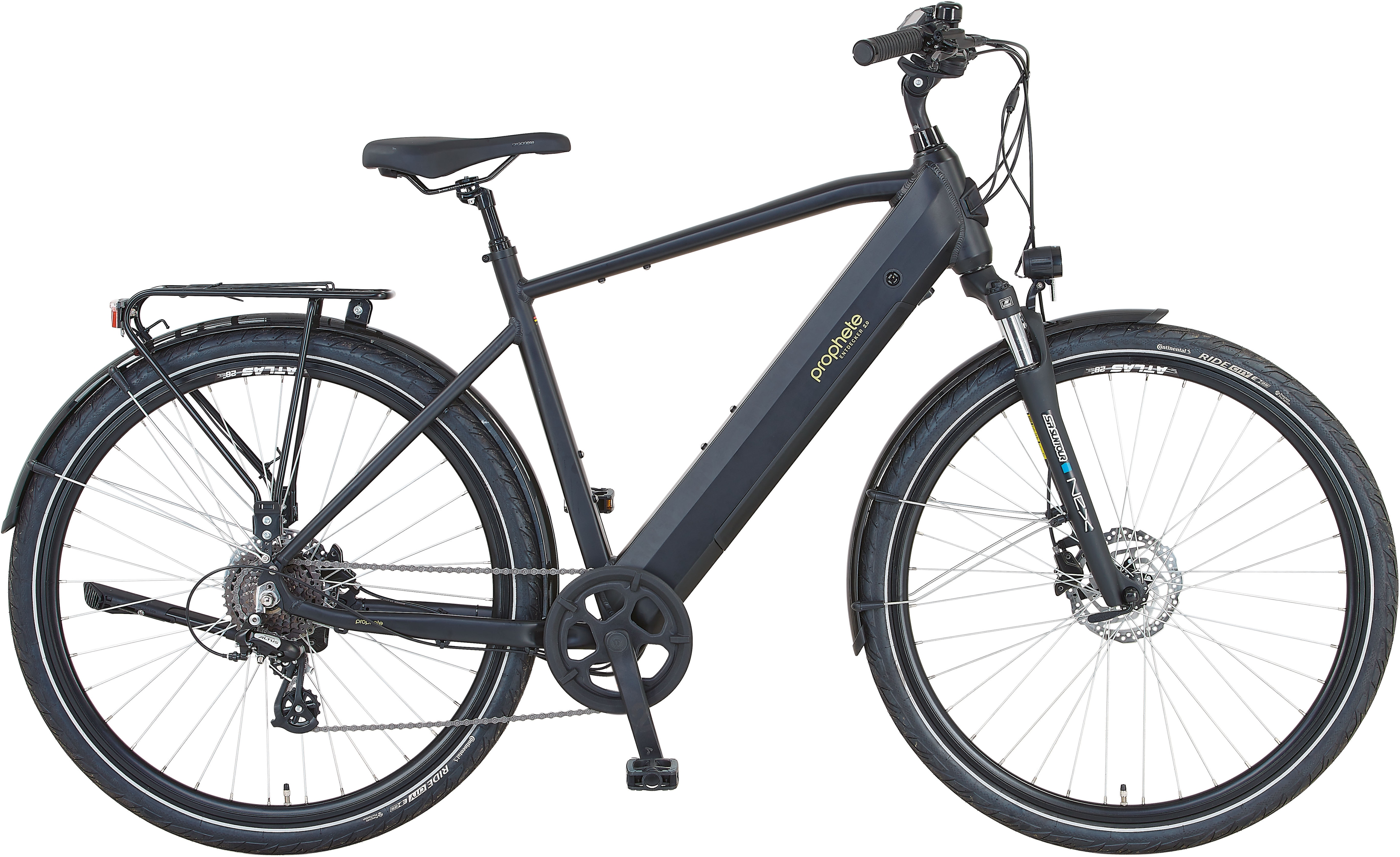 E-Bike PROPHETE "Entdecker 2.0" Gr. 54, schwarz, Elektrofahrräder, 54cm, 28 Zoll (71,12cm), Pedelec, Elektrofahrrad für Herren Image