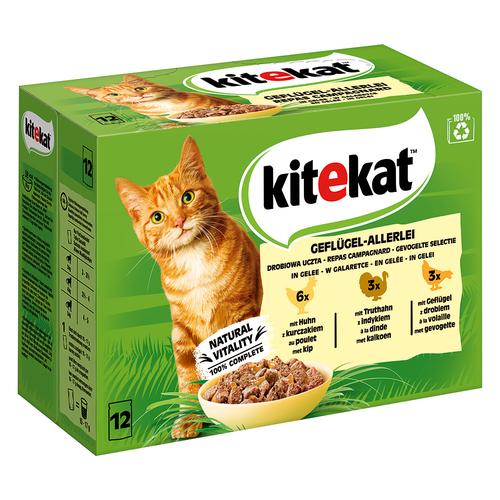 48x 85g Kitekat Frischebeutel Geflügel-Allerlei in Gelee Katzenfutter nass