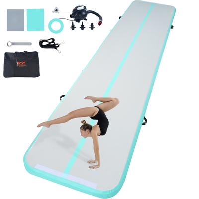 VEVOR Gymnastics Air Mat, 4 inch Thickness Inflatable Gymnastics Tumbling Mat, Tumble Track with Electric Pump