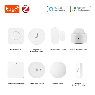 Tuya ZigBee Tür Fenster Sensor Smart Switch Temperatur-und Feuchtigkeit sensor Wasser detektor Bewegungs melder Sensor Gateway Hub