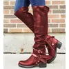 Mittelalter liche Frauen Kostüm Lederschuhe Vintage Wikinger Krieger Schnalle lange Stiefel Cosplay