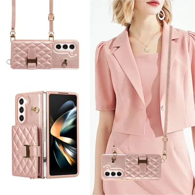 Cross body Card Bag Brieftasche Lederbezug für Samsung Galaxy Z Fold 5 4 3 5g Fold5 Karten Slot Halter Lanyard Pocket Strap Case