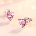 Orecchini a bottone con zirconi a forma di cuore rosso rosa bianco viola in argento sterling 925 per le donne Gioielli da sposa penetranti all'ingrosso Argent 925