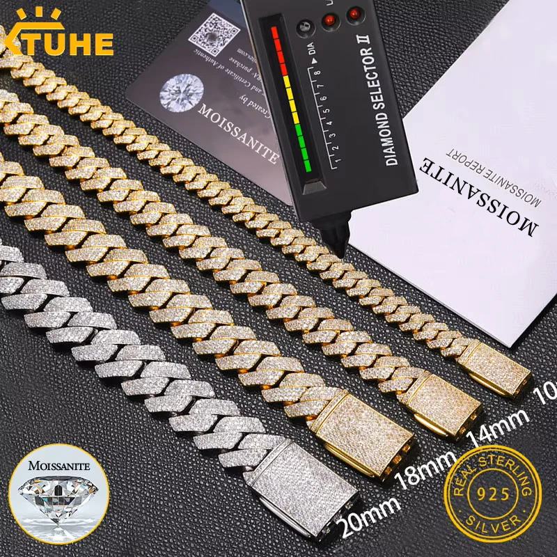 Hohe Qualität Unisex Kubanische Kette VVS1 D Farbe Moissanit Halskette S925 Silber Kubanische Halskette Für Männer Frauen Hip Hop Schmuck Geschenk