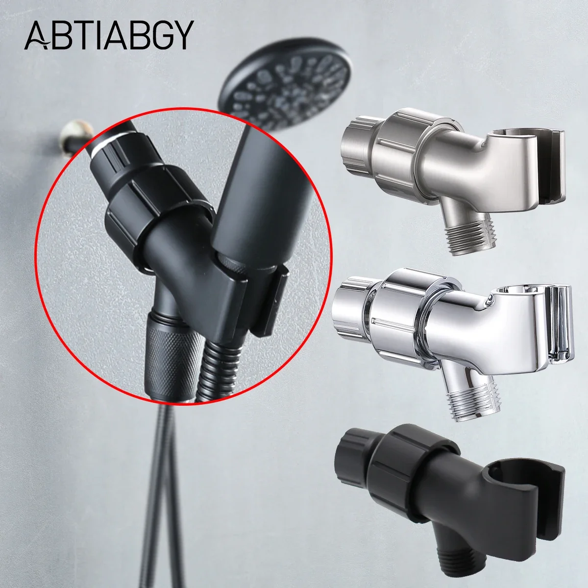 G1/2′′ Drei-Wege-Duschkopfhalterung, Duschumstellventil, verstellbare Duschkabine, Halterungen, Filter, Badezimmerzubehör, Schwarz