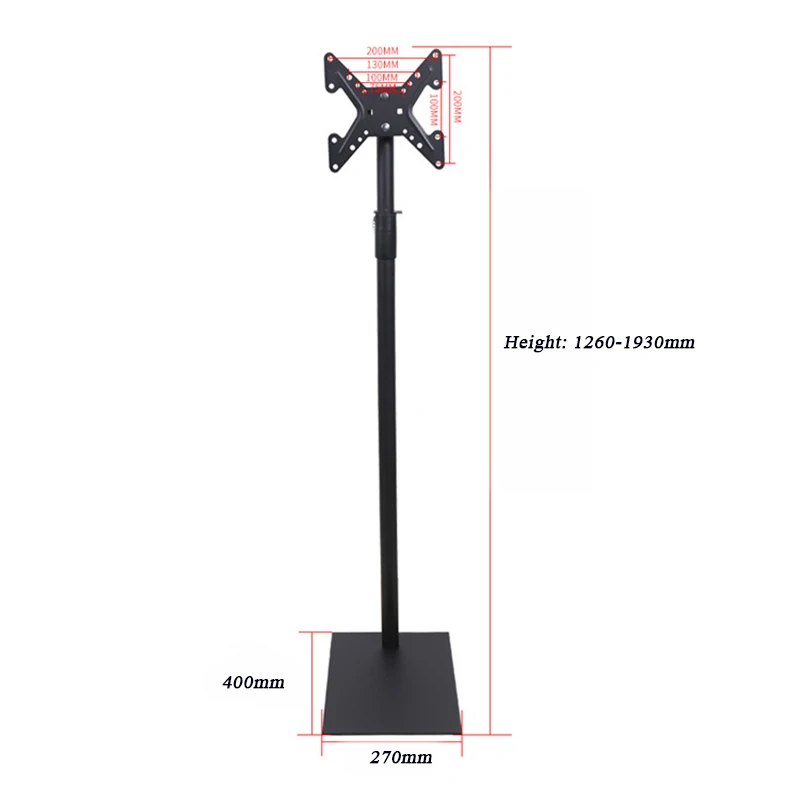 Universeller TV-Trolley-Bodenständer, höhenverstellbarer, nicht stanzender LCD-Monitorständer für 10 bis 32 Zoll LED-LCD-Fernseher Image