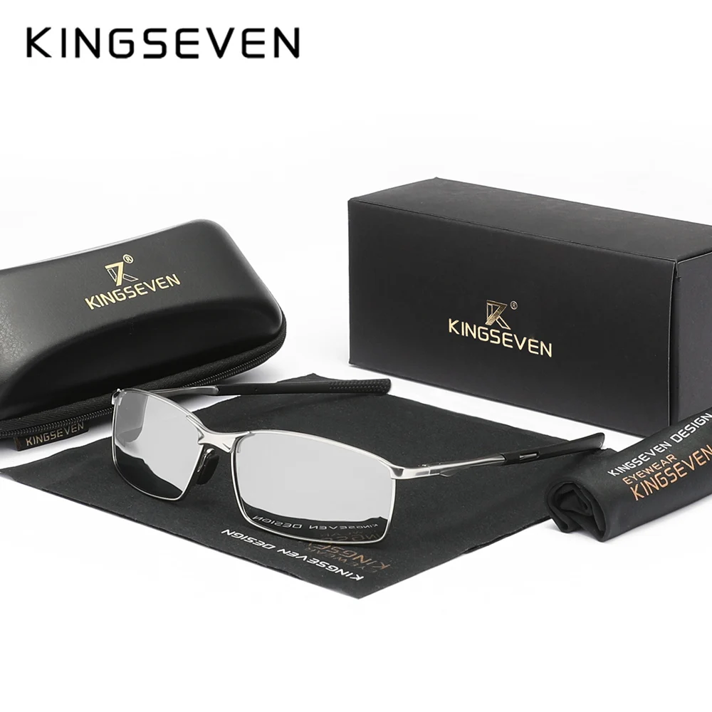 KINGSEVEN Mode Rechteckige Sonnenbrille männer UV400 Polarisierte Legierung Rahmen Reiten Gläser Nachtsicht Luxus Vintage Brillen Image