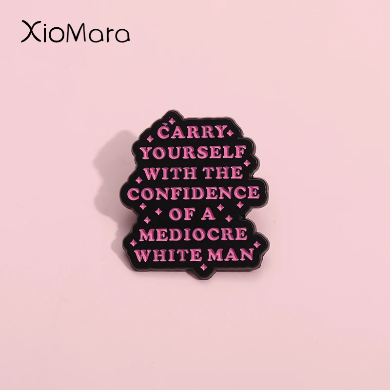 Emaille-Anstecknadeln für extreme Satire. Tragen Sie sich selbst mit dem Vertrauen eines Mittels. Weißer Mann-Broschen, Anstecknadeln, Humor-Schmuck Image
