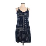 J.Crew Factory Store Casual Dress Halter Sleeveless: Blue Aztec or Tribal Print Dresses - Women's Size 2