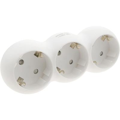 Stecker Adapter Multiplikator Schuko dreifach weiß gerundet - Bematik Image