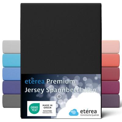 Premium Jersey Spannbettlaken Schwarz 140x200 - 160x200 cm - Schwarz - Etérea