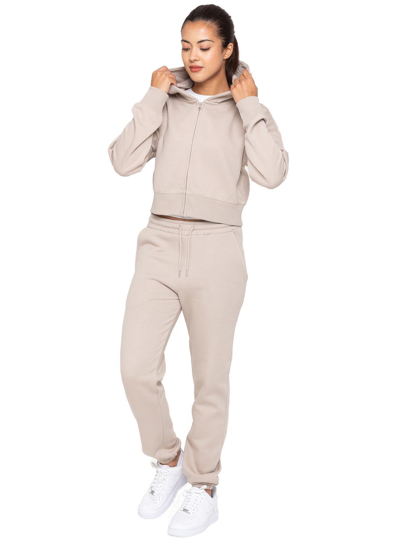 Enzo | Womens Crop Zip Hoodie Trainingsanzug Set Image