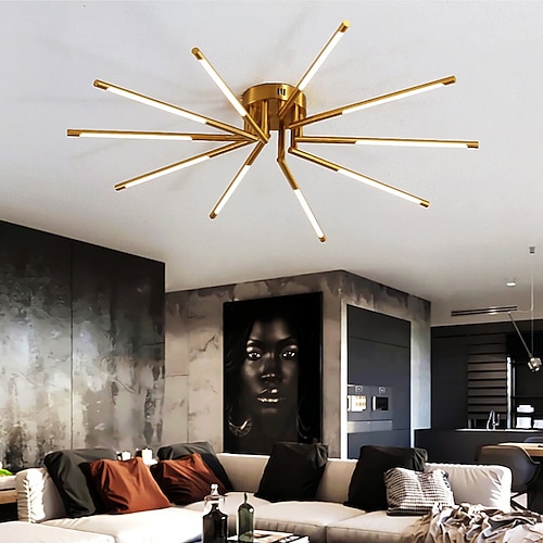 LED-Deckenleuchter 13,5 cm 8/10/12 Köpfe dimmbar Metall galvanisiert/lackiert modern nordischer Stil Wohnzimmer Schlafzimmer 110-240 V 38/64/80 W nur dimmbar mit Fernbedienung Image