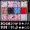 500Pcs/Box 3D Bow Nail Charms Large Box Flatback Pearls Set Nail Bows Charm + Pink&White Star Heart