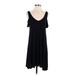American Eagle Outfitters Cocktail Dress - Slip dress Cold Shoulder Sleeveless: Black Solid Dresses - Women's Size Small