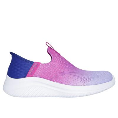 Skechers Girl's Slip-ins: Ultra Flex 3.0 - Color Boost Sneaker | Size 2.5 | Navy/Purple | Textile | Machine Washable