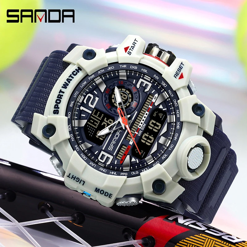 Sanda G-Stil Herren Militär Sport Elektronen uhr führte digitale Quarz Dual Display Uhr stoß feste wasserdichte Herren uhr Relogio Image
