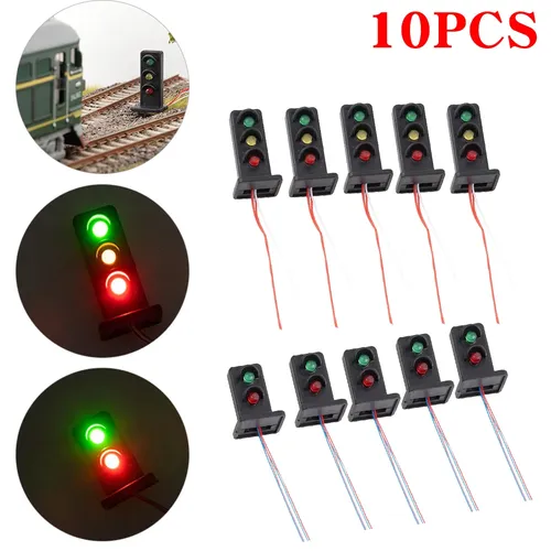 10 Stück DIY Modellbahn Signale ho Maßstab Lichter Zug Eisenbahn LED Ampel Lampe für Eisenbahn