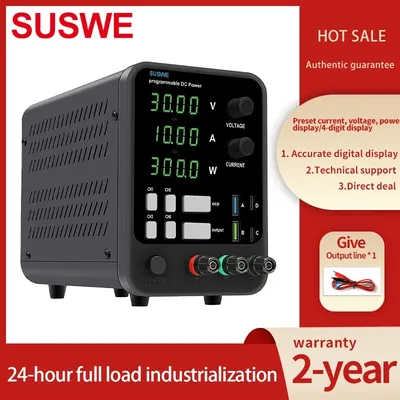 SUSWE Einstellbares DC-Netzteil 30 V 60 V 120 V LED-Digital-Labortisch-Stromquelle einstellbar 0-10 Image