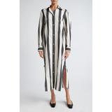 Jacquard Stripe Long Sleeve Midi Shirtdress
